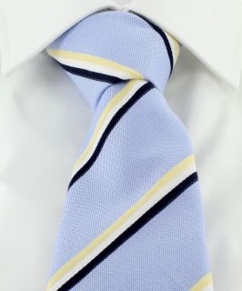Light Blue Bright Stripe Silk Cotton Blend Tie