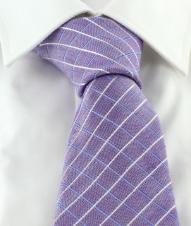 Purple Check Silk Cotton Blend Tie