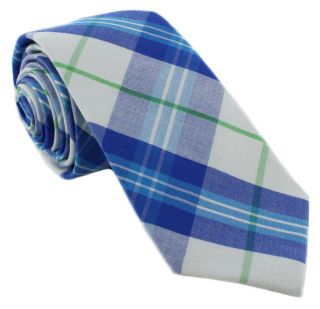 1937 London Blue Wide Check Skinny Cotton Tie