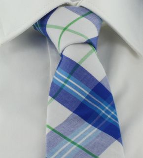 1937 London Blue Wide Check Skinny Cotton Tie