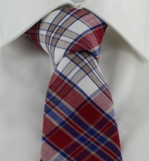 1937 London Red All Over Check Skinny Cotton Tie