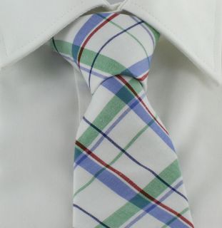 1937 London Green Open Check Skinny Cotton Tie