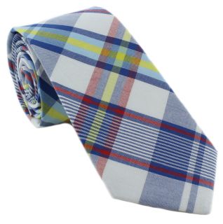 1937 London Blue Block Check Skinny Cotton Tie