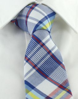 1937 London Blue Block Check Skinny Cotton Tie