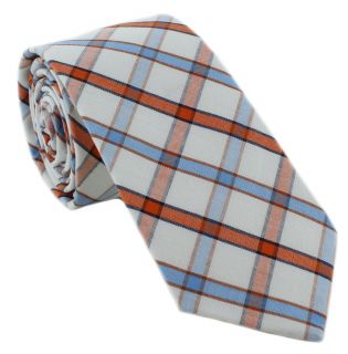 1937 London Orange Simple Check Skinny Cotton Tie
