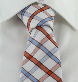 1937 London Orange Simple Check Skinny Cotton Tie