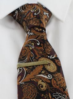 Orange Autumnal Paisley Silk Tie & Tie Clip Set
