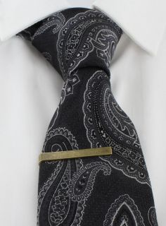 Black Outline Paisley Silk Tie & Tie Clip Set