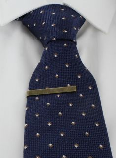 Navy & Brown Textured Pip Silk Tie & Tie Clip Set