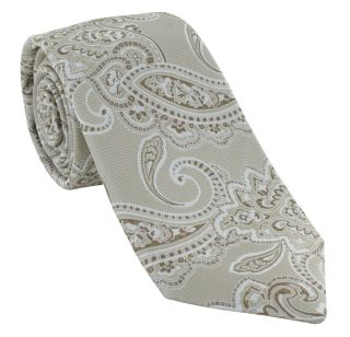 Taupe Spring Paisley Silk Tie