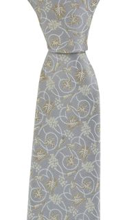 Silver & Taupe Trailing Vine Floral Silk Tie