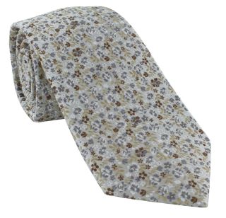 Brown Micro Floral Silk Tie