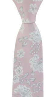 Dusty Pink & Silver Climbing Spring Floral Silk Tie