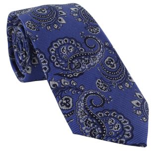 Blue Rib Paisley Silk Tie