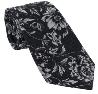 Black Shaded Floral Silk Tie