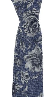Blue Shaded Floral Silk Tie
