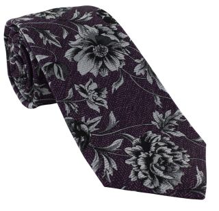 Purple Shaded Floral Silk Tie