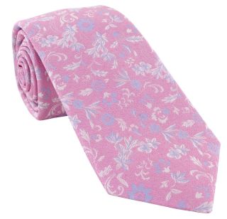 Pink Textured Floral Silk Tie