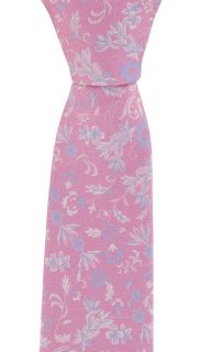 Pink Textured Floral Silk Tie