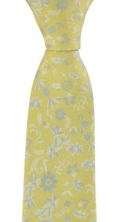 Yellow Textured Floral Silk Tie