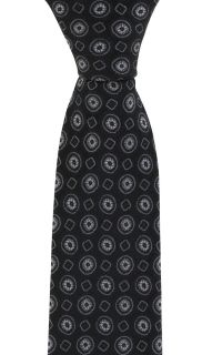 Black Irregular Medallion Silk Tie