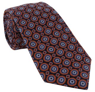 Orange Irregular Medallion Silk Tie