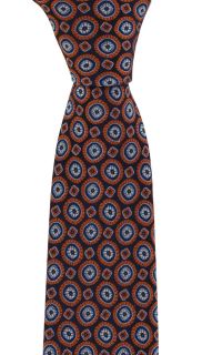 Orange Irregular Medallion Silk Tie