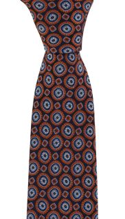 Orange Irregular Medallion Silk Tie