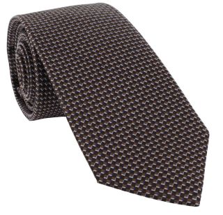 Brown Micro Geometric Silk Tie