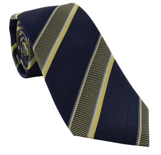 Yellow Large Textured Block Stripe Silk Tie