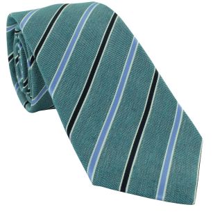 Teal Classic Double Stripe Silk Tie