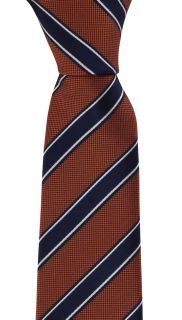 Orange Classic Bar Stripe Silk Tie