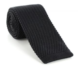 Black Skinny Silk Knitted Tie