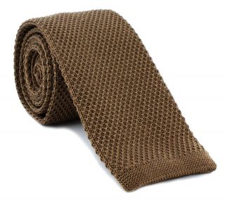 Brown Skinny Silk Knitted Tie