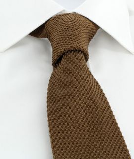 Brown Skinny Silk Knitted Tie