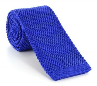 Bright Blue Skinny Silk Knitted Tie