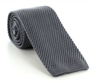 Charcoal Skinny Silk Knitted Tie