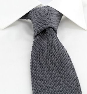 Charcoal Skinny Silk Knitted Tie