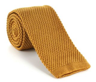 Dark Gold Skinny Silk Knitted Tie