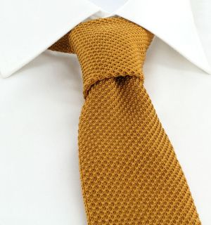 Dark Gold Skinny Silk Knitted Tie