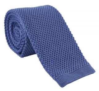 Light Blue Skinny Silk Knitted Tie