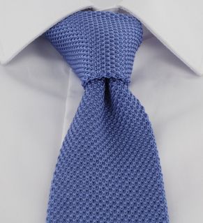 Light Blue Skinny Silk Knitted Tie