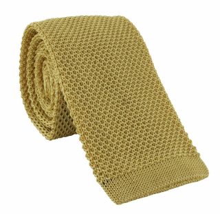 Light Gold Skinny Silk Knitted Tie