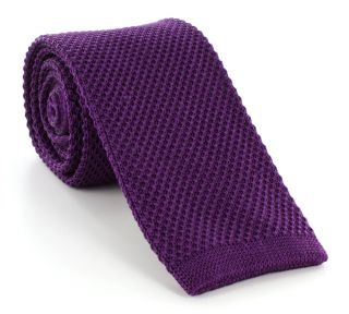 Purple Skinny Silk Knitted Tie