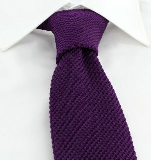 Purple Skinny Silk Knitted Tie