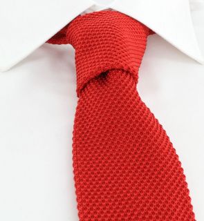 Red Skinny Silk Knitted Tie