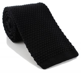 Black Wide Silk Knitted Tie