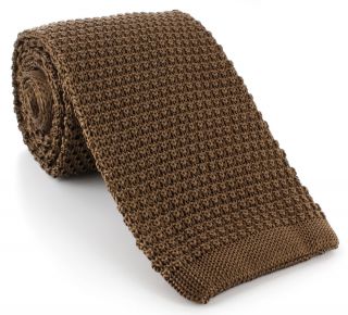 Brown Wide Silk Knitted Tie