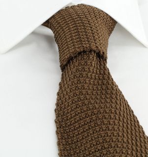 Brown Wide Silk Knitted Tie