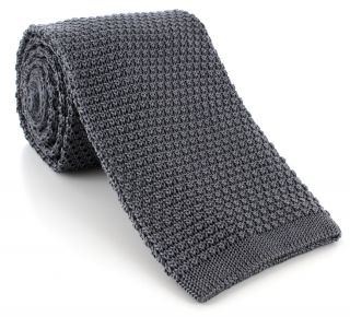 Charcoal Wide Silk Knitted Tie